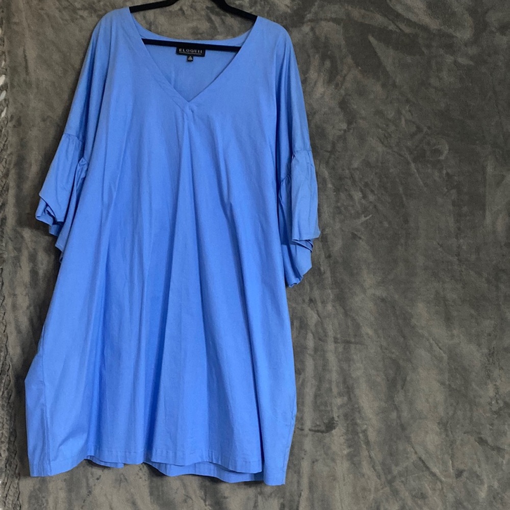 Light Blue Bubble Sleeve Dress